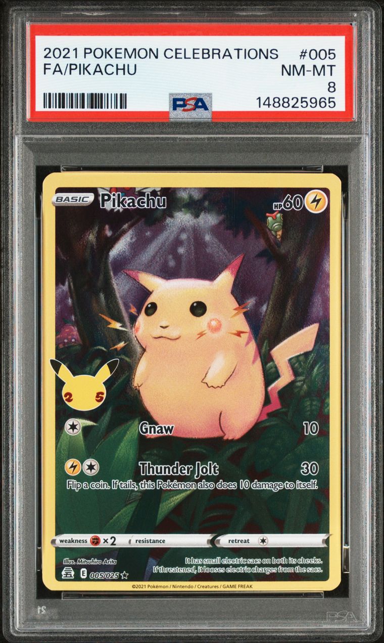 Pikachu #005 — Celebrations, PSA 8, carte 005, Recto