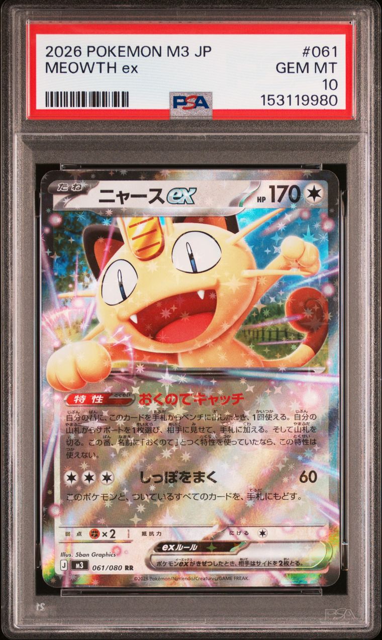 Miaouss EX, PSA 10, carte 061/080, Recto